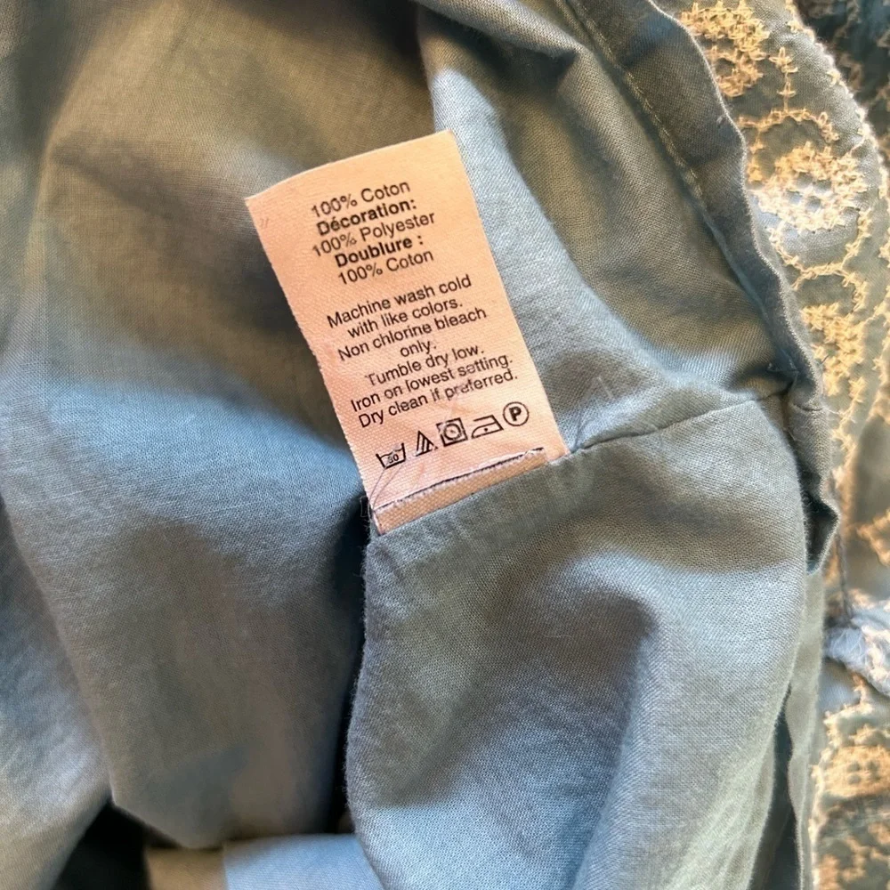 Madewell blue & ivory embroidered fully lined shift dress in size XS. K10 - Picture 14 of 15